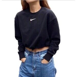 Nike Center Swoosh Y2K Cropped Crewneck Size 3X Drawstring Sweatshirt Women's